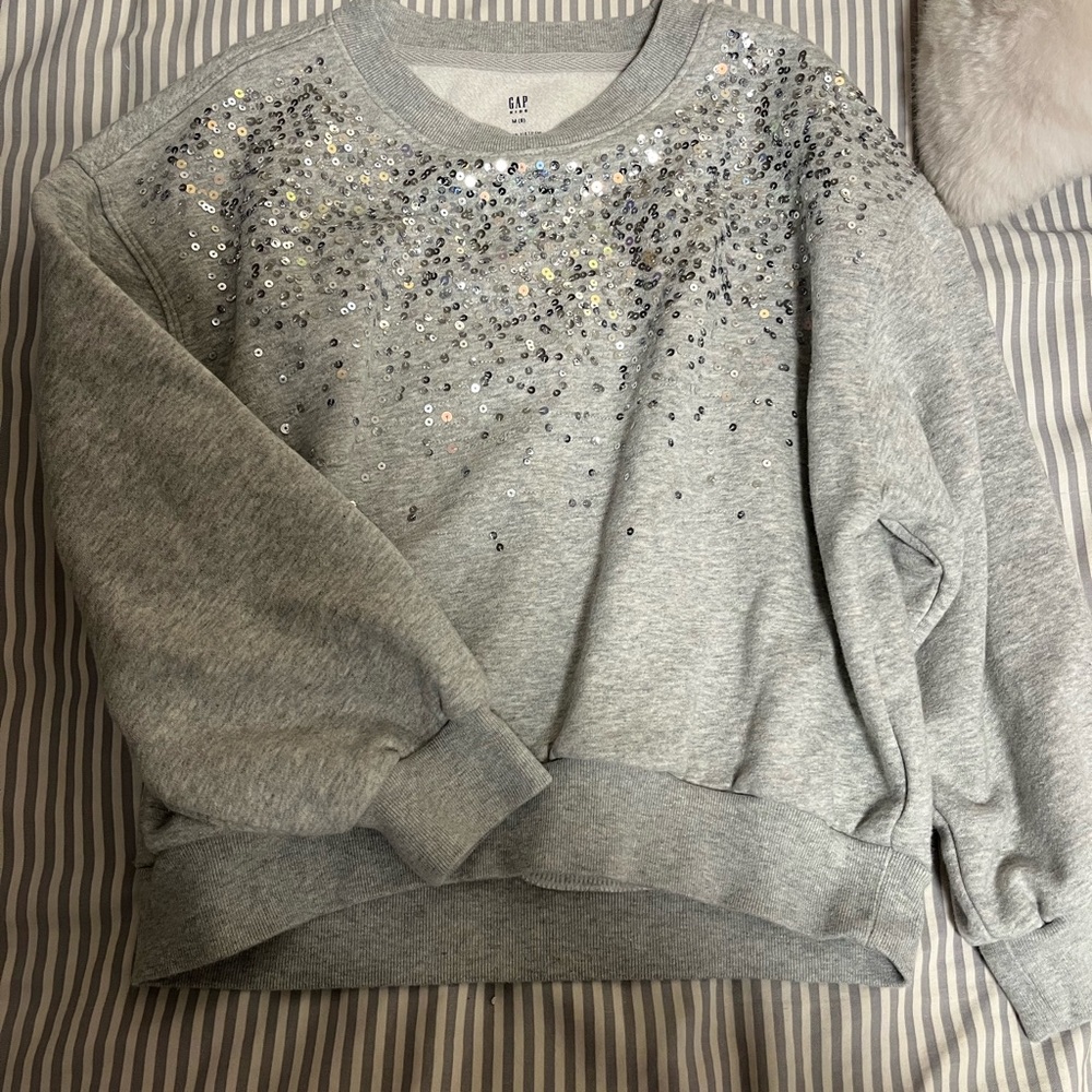 Girls Gray Sequin Sweatshirt